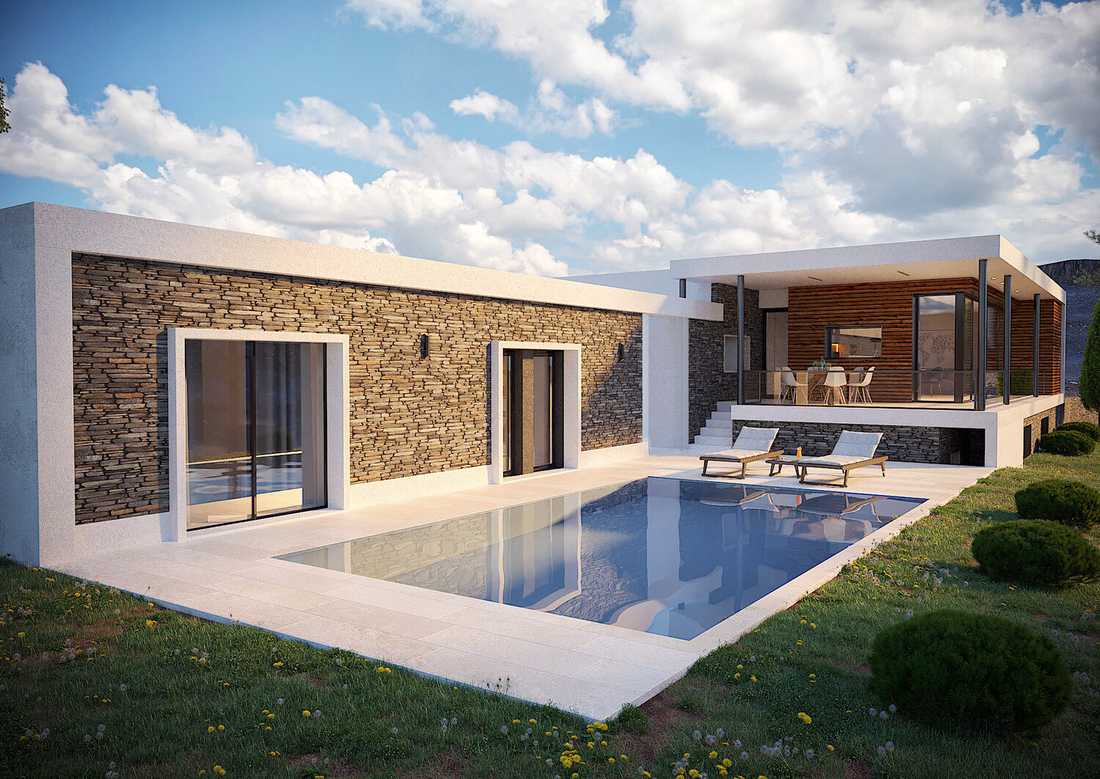 Construction d'une villa contemporaine - la piscine