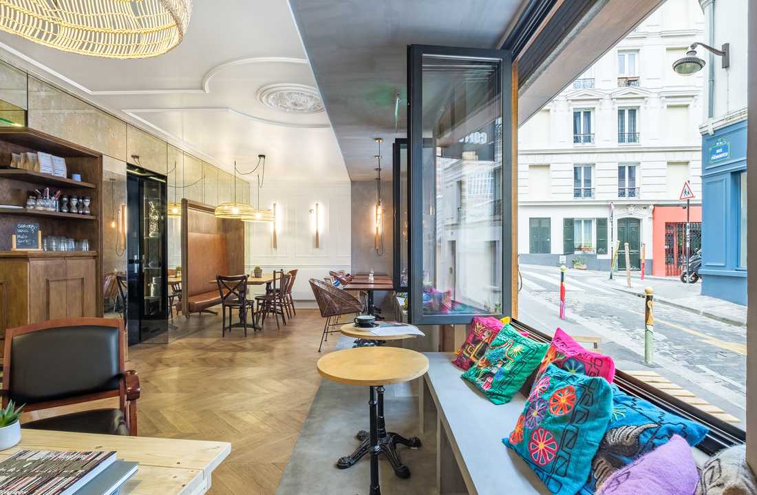 Aménagement d'un café chic par un architecte spécialiste de l'architecture commerciale à Toulouse