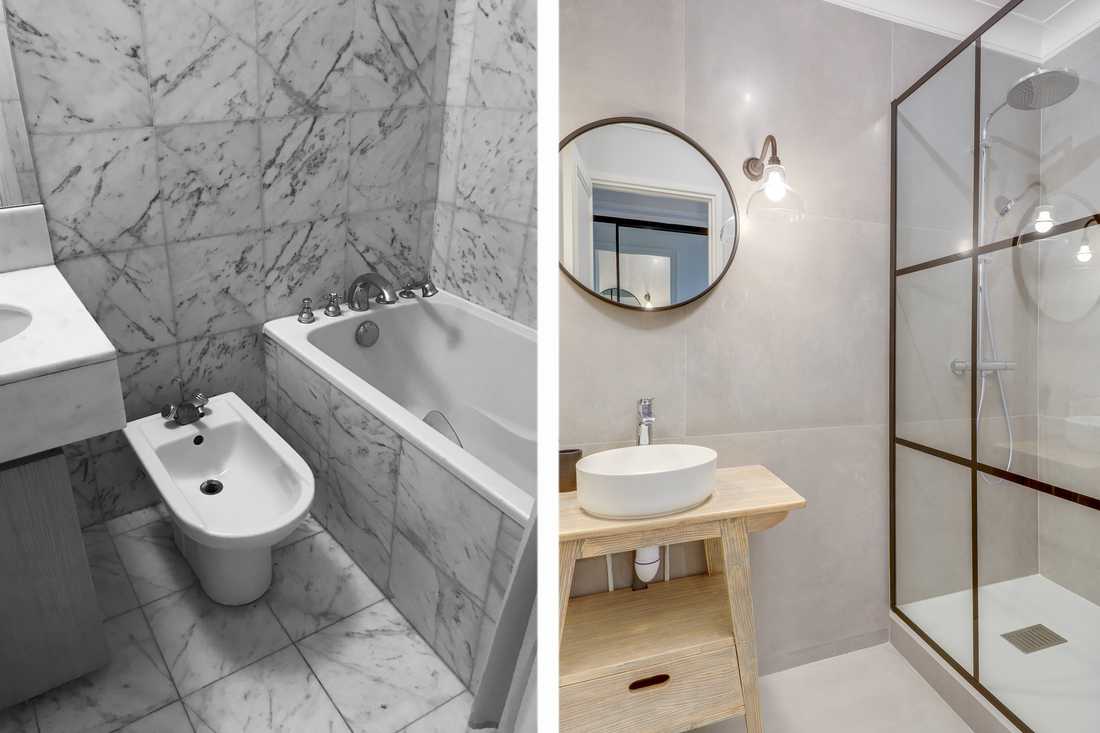 Avant - après : Rénovation d'une salle de bain par un architecte d'intérieur de la Haute-Garonne